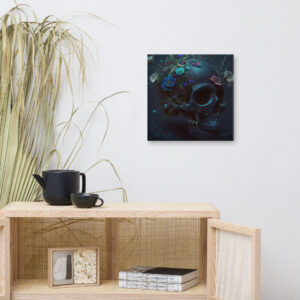 Blue Floral Skull Canvas