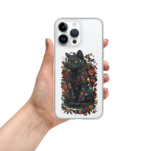 Blooming Black Cat Clear Case for iPhone®